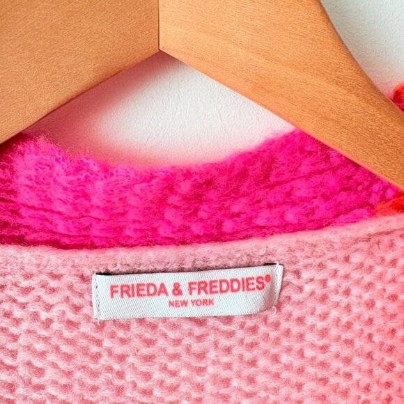 Frieda & Freddies Colourblock Knit Cardigan Pink Orange Size 40/XS - Picture 4 of 6